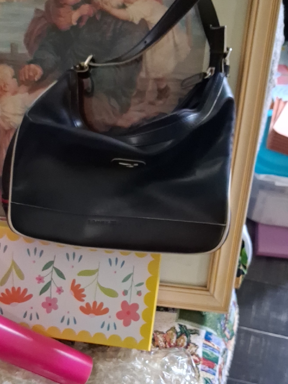 Classic Black Leather Shoulder Bag - Women's